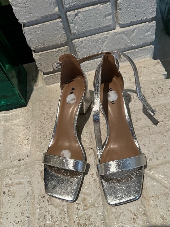 Nordstrom Shoes - Nordstrom Metallic Silver Ankle-Strap Block Heel Sandals